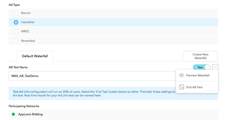Preview Waterfall, End AB Test