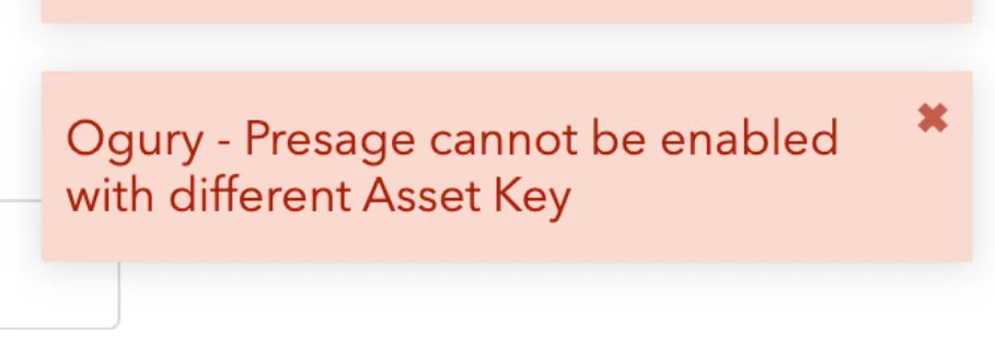 Ogury cannot be enabled with different Asset Key