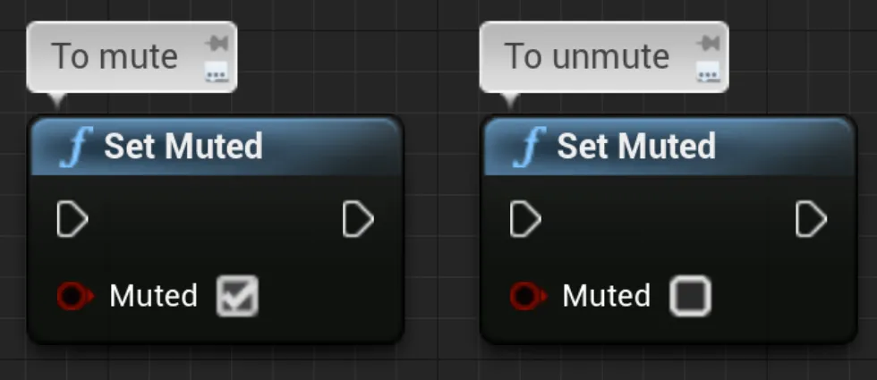 To mute. Set Muted. Muted ☑. To unmute. Set Muted. Muted ☐.